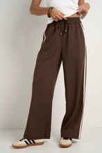 Load image into Gallery viewer, Townie Stripe Side Tape Wide Leg Pants - Chocolate