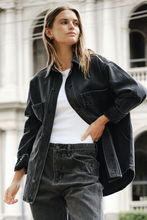 Load image into Gallery viewer, Bobbi Side Pocket Denim Shacket - Washed Black
