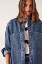 Load image into Gallery viewer, Goldie Longline Denim Shacket - Fresh Indigo