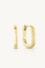 Load image into Gallery viewer, Textured Paperclip Gold Huggies & Mila Charms