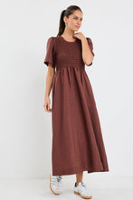 Load image into Gallery viewer, Wren Shirred Bodice Midi Dress - Chocolate
