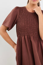 Load image into Gallery viewer, Wren Shirred Bodice Midi Dress - Chocolate