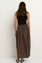 Load image into Gallery viewer, Cheerful Gingham Shirred Waist Maxi Skirt - Chocolate