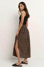 Load image into Gallery viewer, Cheerful Gingham Shirred Waist Maxi Skirt - Chocolate