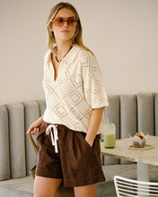 Load image into Gallery viewer, Demi Diamond Knit Tee - Ecru