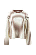 Load image into Gallery viewer, Beau Long Sleeve Slouchy Tee - Milk/Brunette Brown Stripe
