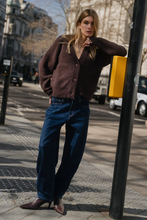 Load image into Gallery viewer, Essence Chocolate V Neck Rib Knit Cardigan