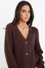 Load image into Gallery viewer, Essence Chocolate V Neck Rib Knit Cardigan