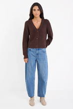 Load image into Gallery viewer, Essence Chocolate V Neck Rib Knit Cardigan
