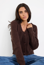 Load image into Gallery viewer, Essence Chocolate V Neck Rib Knit Cardigan
