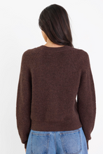 Load image into Gallery viewer, Essence Chocolate V Neck Rib Knit Cardigan