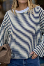 Load image into Gallery viewer, Beau Long Sleeve Slouchy Tee - Navy/Butter/Stone Strip