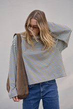 Load image into Gallery viewer, Beau Long Sleeve Slouchy Tee - Navy/Butter/Stone Strip