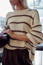 Load image into Gallery viewer, Lila Oversized Knit Crew - Ecru Stripe