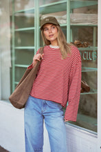 Load image into Gallery viewer, Beau Long Sleeve Slouchy Tee - Mulberry/Stone Stripe