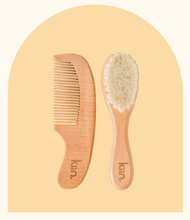 Load image into Gallery viewer, Wooden Baby Brush + Comb Set