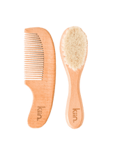 Load image into Gallery viewer, Wooden Baby Brush + Comb Set