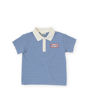 Load image into Gallery viewer, Navy Stripe Logo Polo Top
