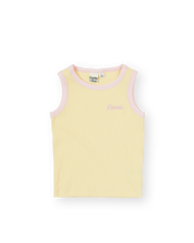 Load image into Gallery viewer, Embroidered Colour Pop Rib Singlet - Yellow
