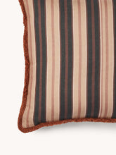 Load image into Gallery viewer, Suiting Stripe Black and Tan Linen Cusion
