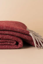 Load image into Gallery viewer, MERINO WOOL THROW | BURGUNDY/GREY
