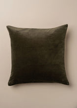 Load image into Gallery viewer, Linen/Velvet Square Cushion-Dark Olive
