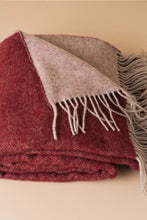 Load image into Gallery viewer, MERINO WOOL THROW | BURGUNDY/GREY

