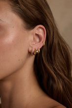 Load image into Gallery viewer, Amethyst &amp; Tourmaline Gold Huggies
