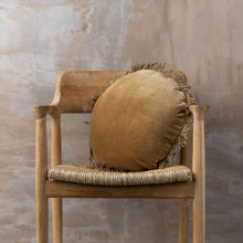 Load image into Gallery viewer, Velvet Round Fringed Cushion-Nutmeg
