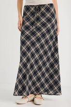 Load image into Gallery viewer, Rally Black Check Chiffon Tie Waist Bias Maxi Skirt
