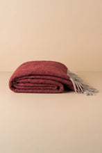 Load image into Gallery viewer, MERINO WOOL THROW | BURGUNDY/GREY
