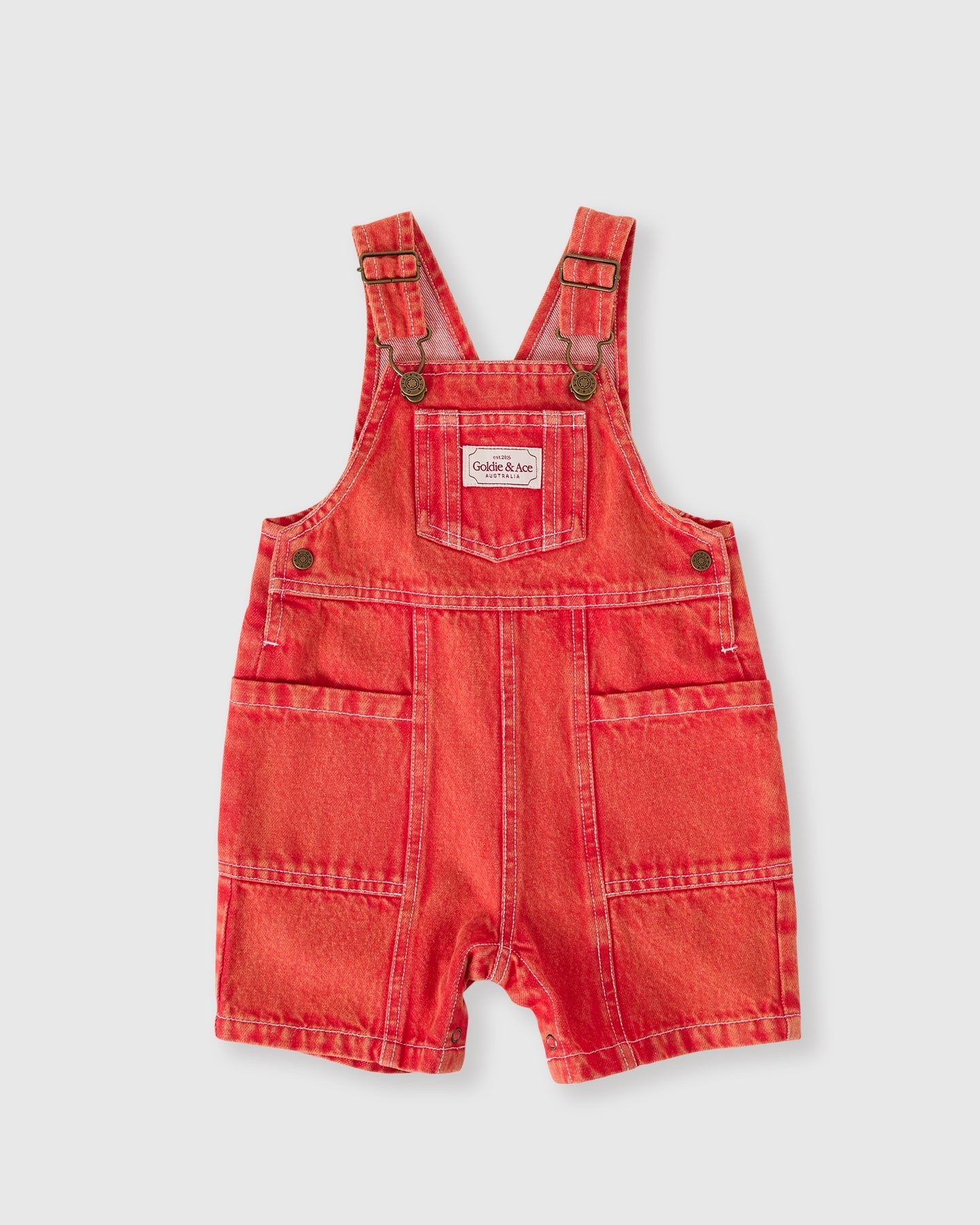 James Vintage Washed Denim Overalls - Apple Red