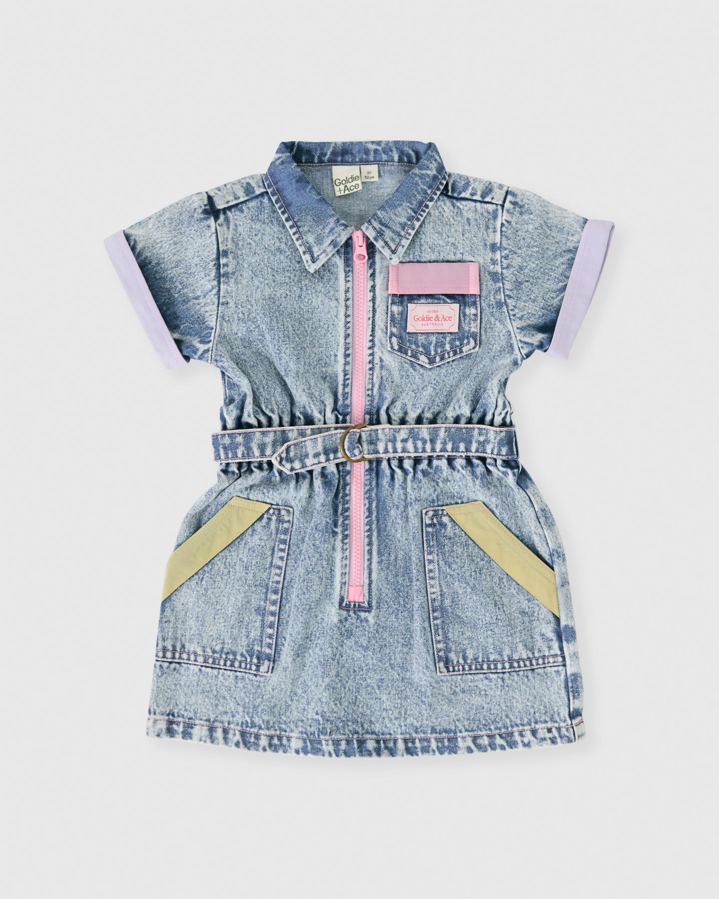 Pastel Pop Piper Denim Belted Dress