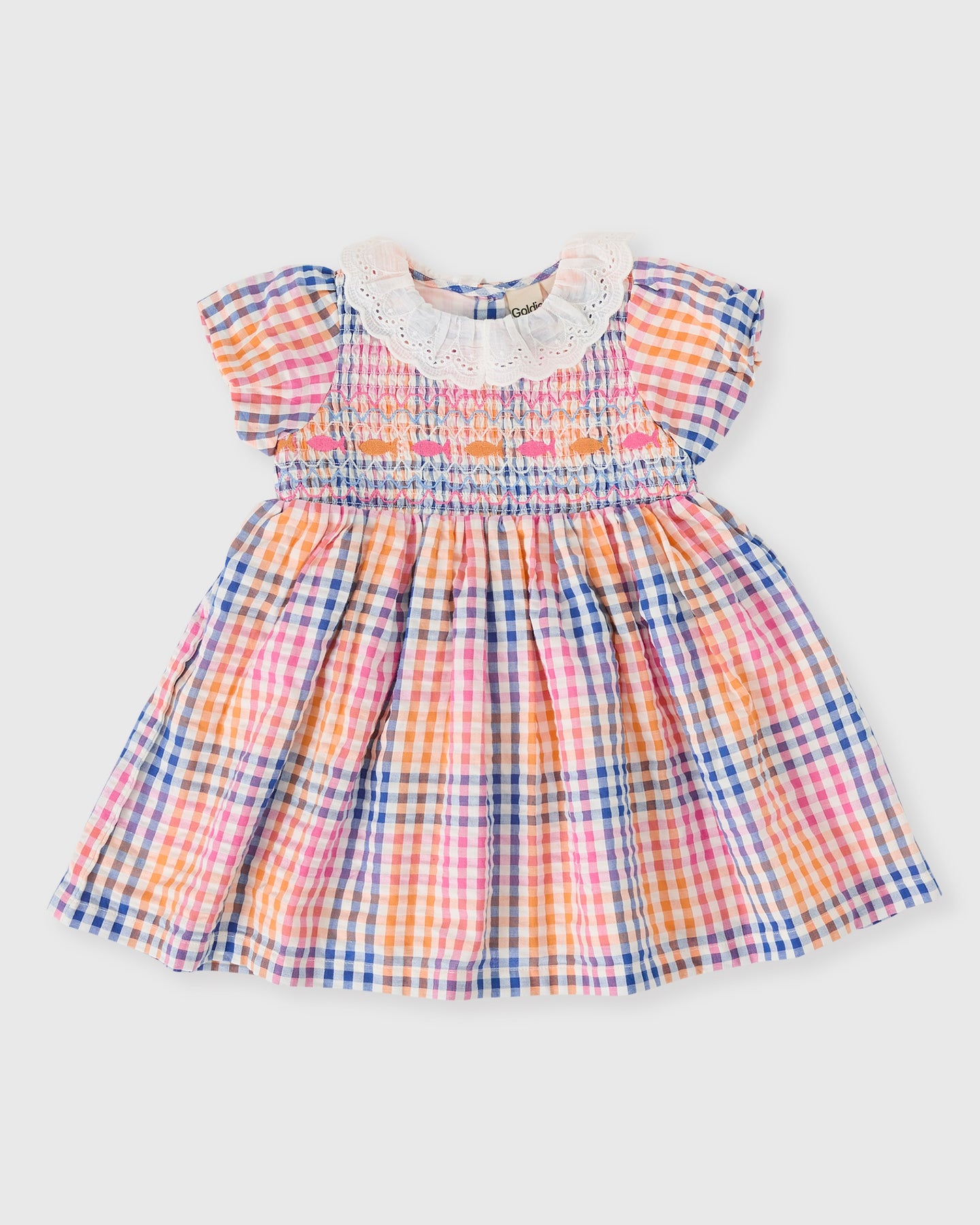 Rainbow Gingham Flo Smocked Dress