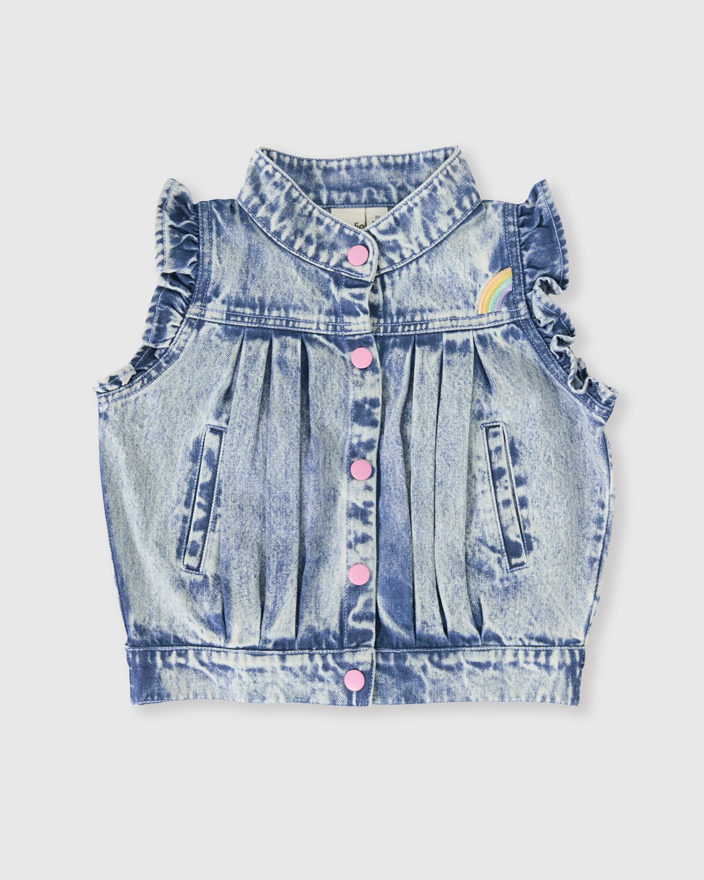 Elodie Embroidered Denim Vest