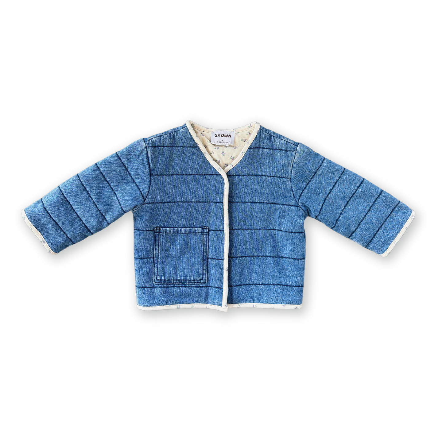 Quilted Reversible Jacket - Denim & Garden
