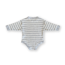 Load image into Gallery viewer, Organic Ribbed Stripe Knit Romper - Grey Marle/Milk
