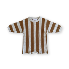 Load image into Gallery viewer, Organic Vertical Stripe Knit Romper - Grey Marle &amp; Brownie
