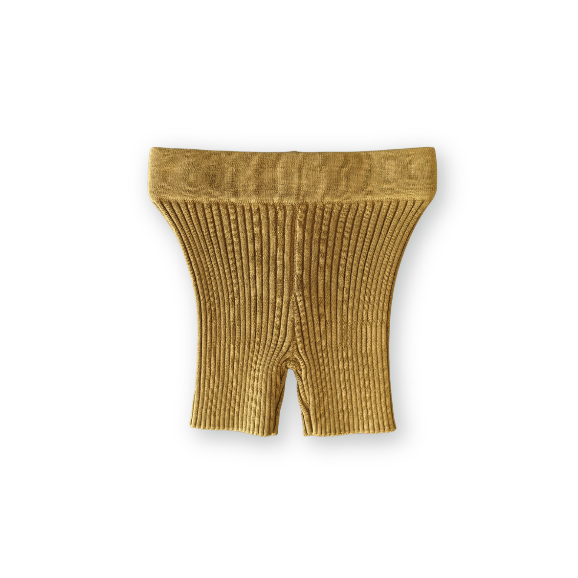 Organic Knitted Rib Bike Shorts - Mustard
