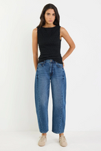 Load image into Gallery viewer, Varsity Deep Blue Forward Seam Barrel Jeans
