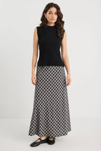 Load image into Gallery viewer, Soulmate Black White Check Bias Cut Midi Skirt
