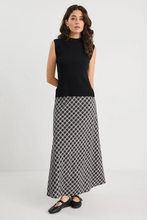 Load image into Gallery viewer, Soulmate Black White Check Bias Cut Midi Skirt
