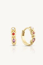 Load image into Gallery viewer, Alida Rhodolite Gold Huggies
