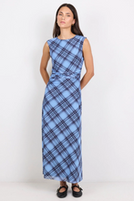 Load image into Gallery viewer, Frame Blue Check Mesh Sleeveless Maxi Dress
