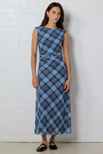 Load image into Gallery viewer, Frame Blue Check Mesh Sleeveless Maxi Dress
