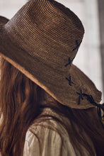 Load image into Gallery viewer, Aziz Lace Hat Black Leather-Light Pink
