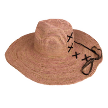 Load image into Gallery viewer, Aziz Lace Hat Black Leather-Light Pink
