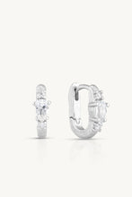 Load image into Gallery viewer, Textured Topaz Silver Huggies
