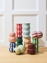 Load image into Gallery viewer, Fonda Vase - Brown Blue Dotty
