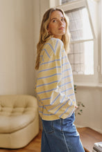 Load image into Gallery viewer, Beau Long Sleeve Slouchy Tee - Butter/China Blue Stripe
